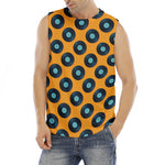 Blue Vinyl Record Pattern Print Men's Fitness Tank Top
