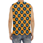 Blue Vinyl Record Pattern Print Men's Fitness Tank Top