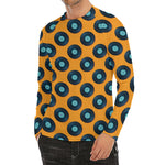 Blue Vinyl Record Pattern Print Men's Long Sleeve Rash Guard