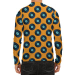 Blue Vinyl Record Pattern Print Men's Long Sleeve Rash Guard