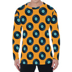 Blue Vinyl Record Pattern Print Men's Long Sleeve T-Shirt
