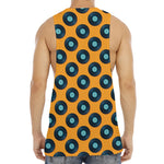 Blue Vinyl Record Pattern Print Men's Muscle Tank Top