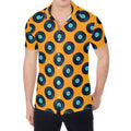 Blue Vinyl Record Pattern Print Men's Shirt