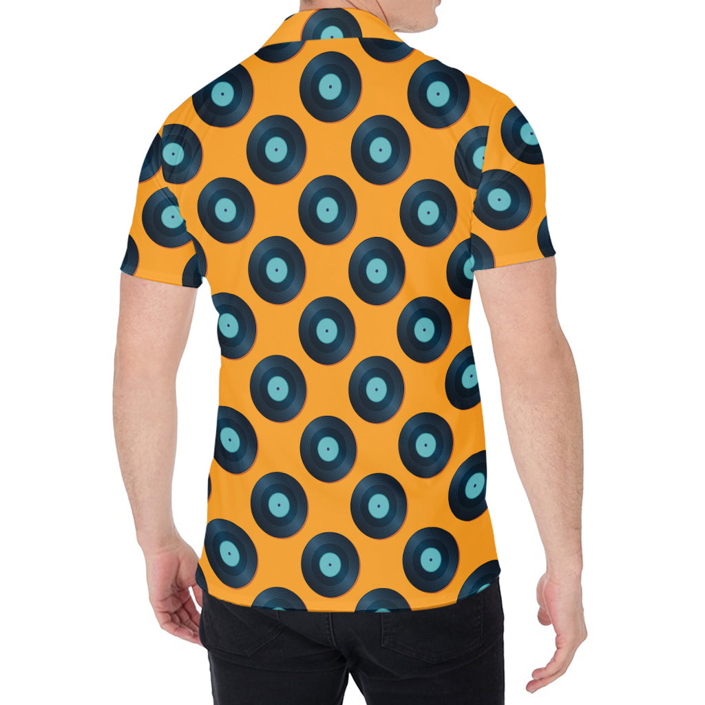 Blue Vinyl Record Pattern Print Men's Shirt