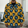 Blue Vinyl Record Pattern Print Men's Shirt Jacket