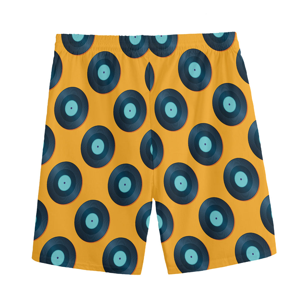 Blue Vinyl Record Pattern Print Men's Sports Shorts