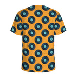 Blue Vinyl Record Pattern Print Men's Sports T-Shirt