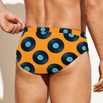 Blue Vinyl Record Pattern Print Men's Swim Briefs