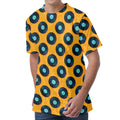 Blue Vinyl Record Pattern Print Men's Velvet T-Shirt