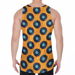 Blue Vinyl Record Pattern Print Men's Velvet Tank Top