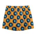 Blue Vinyl Record Pattern Print Mesh Shorts