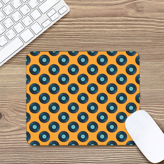 Blue Vinyl Record Pattern Print Mouse Pad