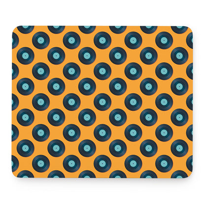 Blue Vinyl Record Pattern Print Mouse Pad