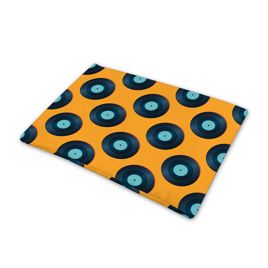 Blue Vinyl Record Pattern Print Pet Cooling Mat Cover