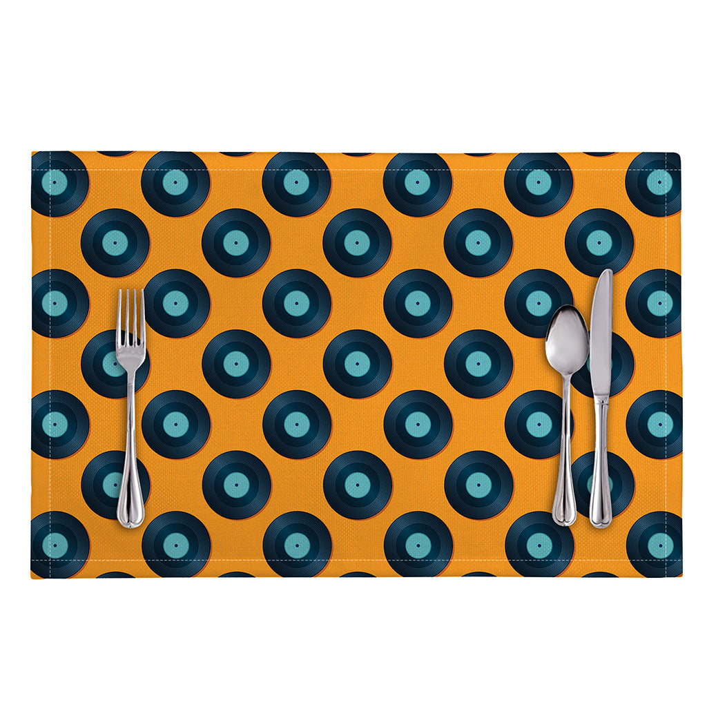 Blue Vinyl Record Pattern Print Placemat
