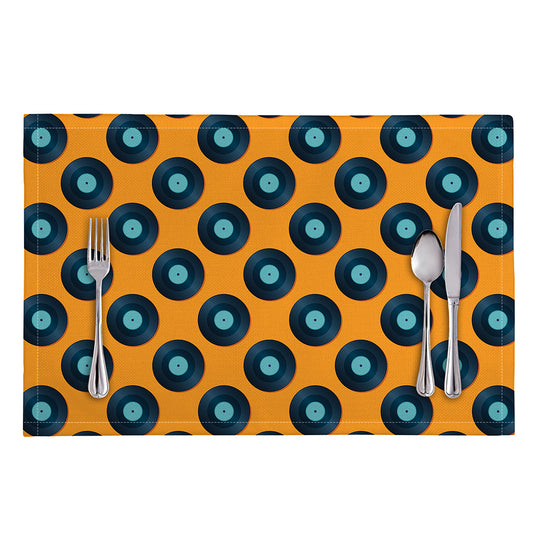 Blue Vinyl Record Pattern Print Placemat