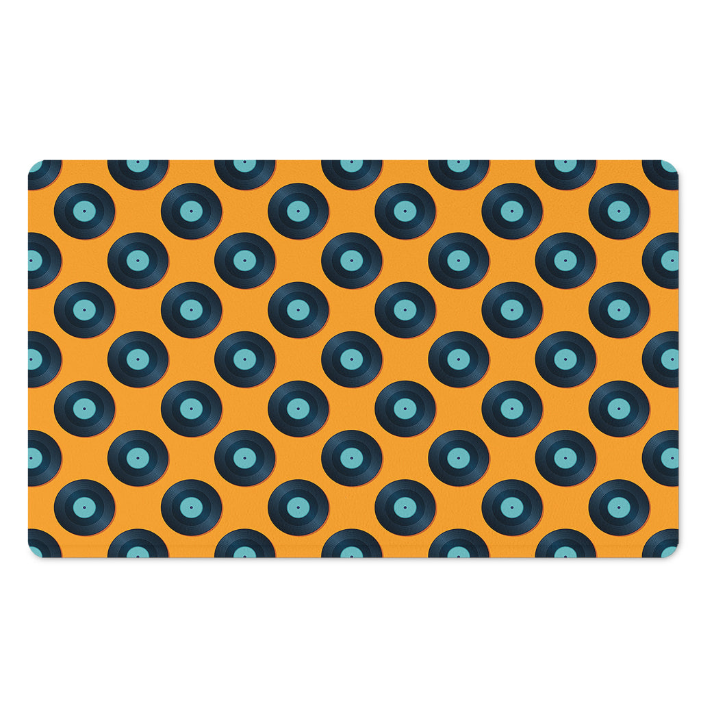 Blue Vinyl Record Pattern Print Polyester Doormat