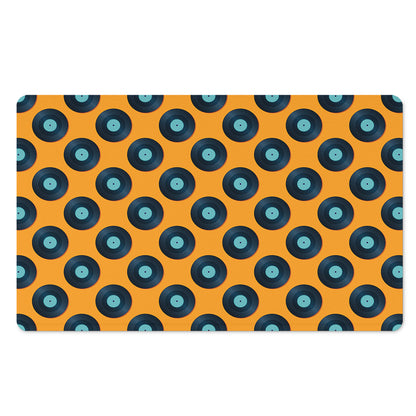 Blue Vinyl Record Pattern Print Polyester Doormat