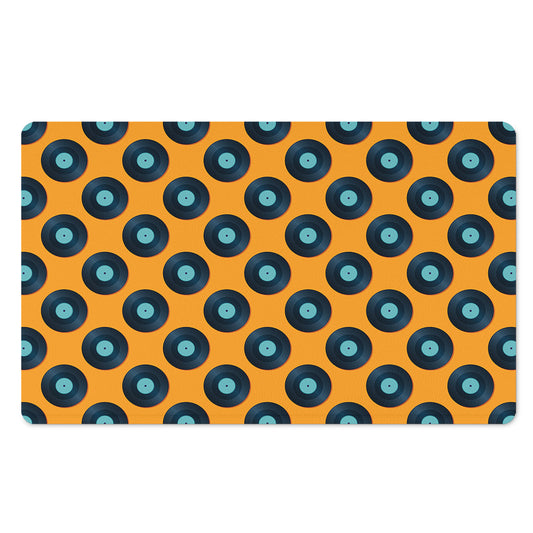 Blue Vinyl Record Pattern Print Polyester Doormat