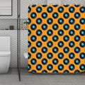Blue Vinyl Record Pattern Print Polyester Shower Curtain