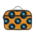 Blue Vinyl Record Pattern Print Portable Lunch Bag