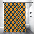 Blue Vinyl Record Pattern Print Premium Shower Curtain