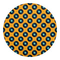Blue Vinyl Record Pattern Print Round Blanket