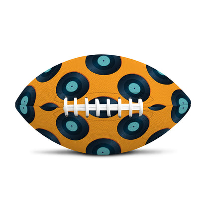 Blue Vinyl Record Pattern Print Rugby Ball