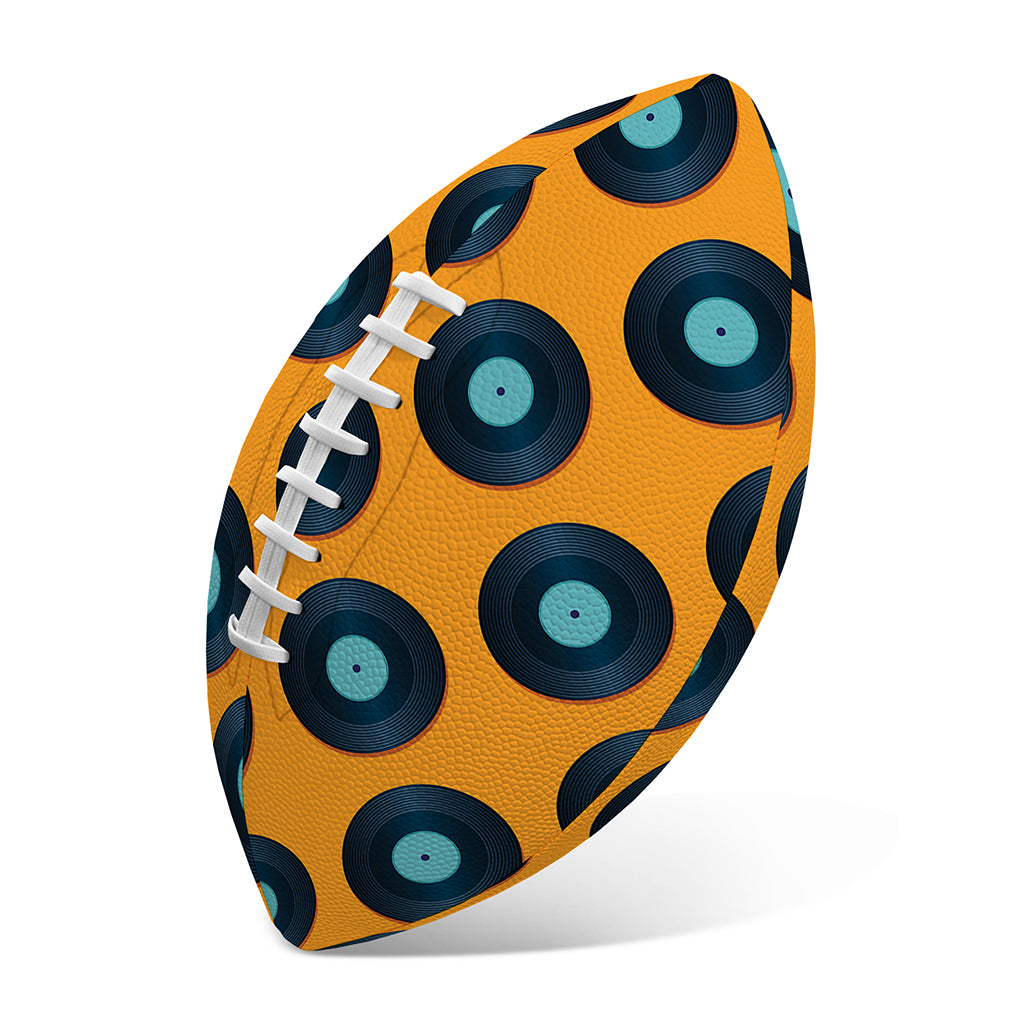 Blue Vinyl Record Pattern Print Rugby Ball