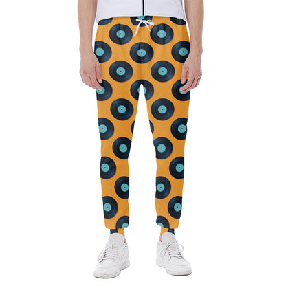 Blue Vinyl Record Pattern Print Scuba Joggers