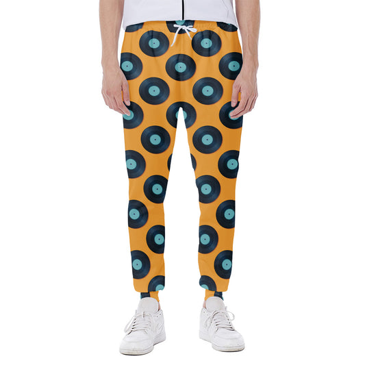 Blue Vinyl Record Pattern Print Scuba Joggers