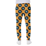 Blue Vinyl Record Pattern Print Scuba Joggers