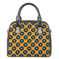 Blue Vinyl Record Pattern Print Shoulder Handbag