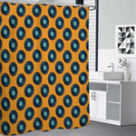 Blue Vinyl Record Pattern Print Shower Curtain
