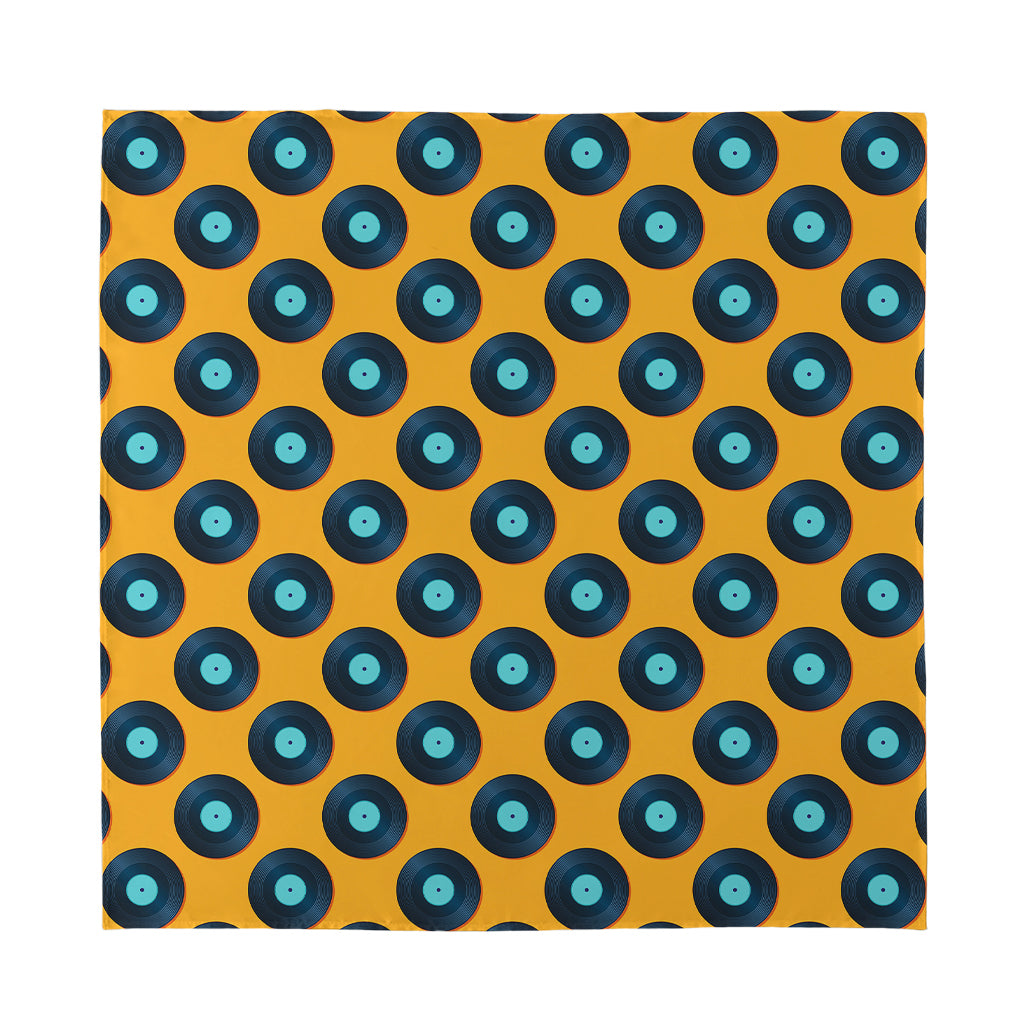 Blue Vinyl Record Pattern Print Silk Bandana
