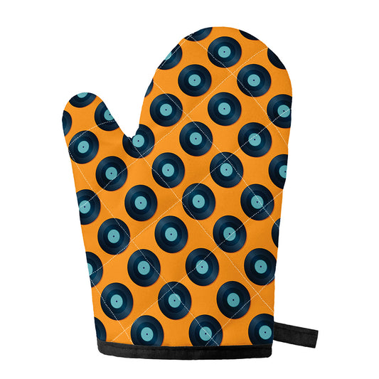 Blue Vinyl Record Pattern Print Single Oven Mitt