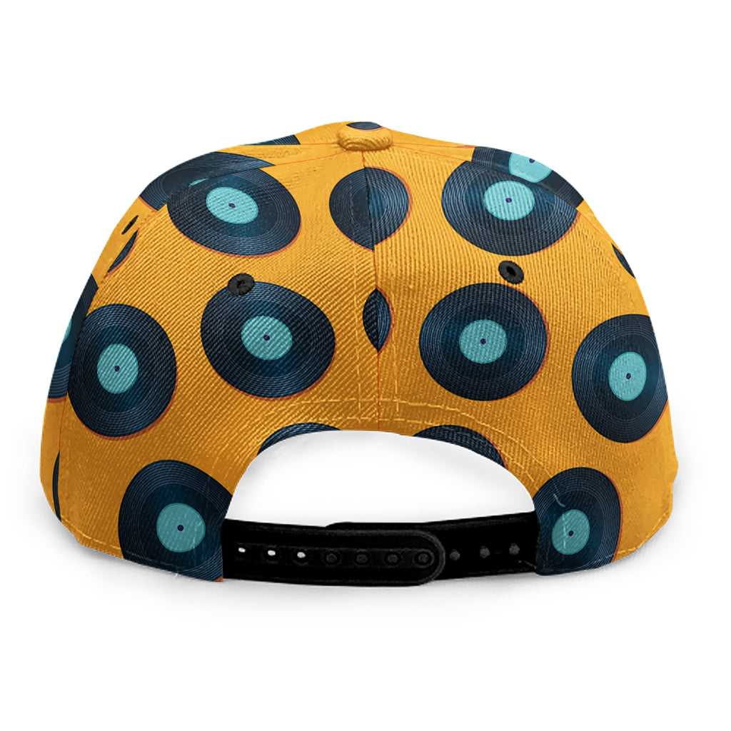 Blue Vinyl Record Pattern Print Snapback Cap