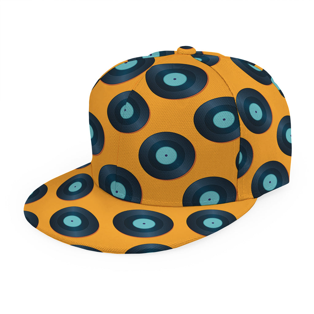 Blue Vinyl Record Pattern Print Snapback Cap