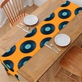 Blue Vinyl Record Pattern Print Table Runner