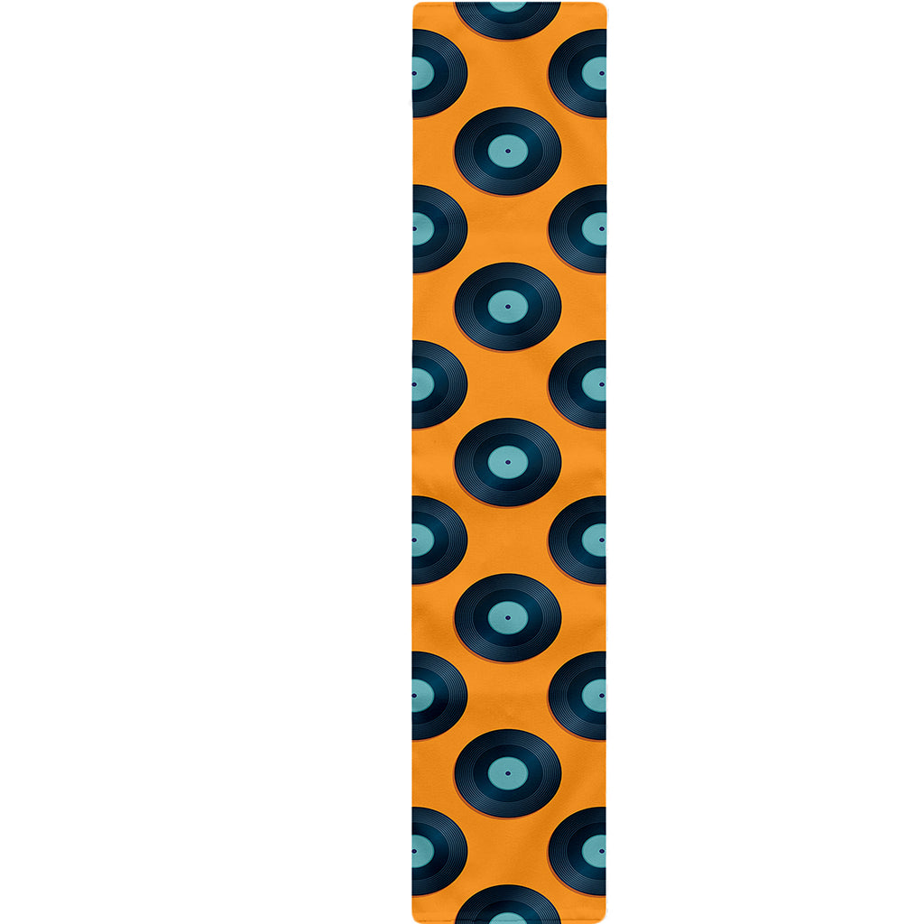 Blue Vinyl Record Pattern Print Table Runner
