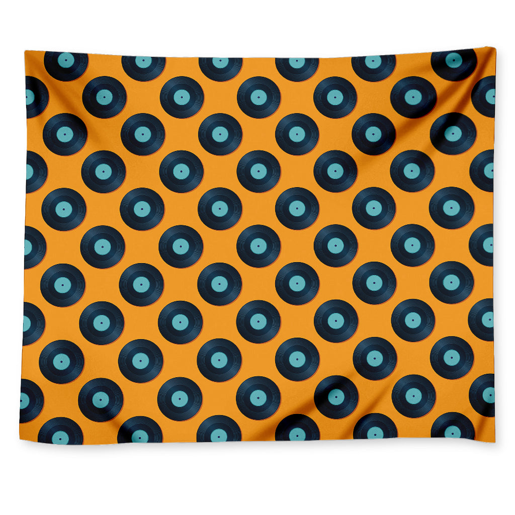 Blue Vinyl Record Pattern Print Tapestry