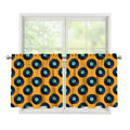Blue Vinyl Record Pattern Print Tier Curtains