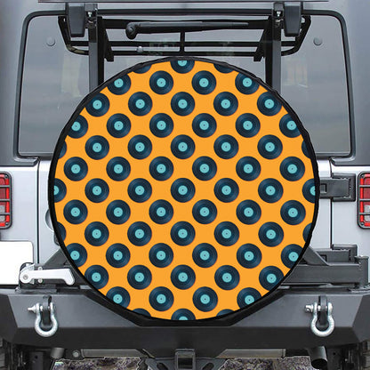Blue Vinyl Record Pattern Print Tire Cover
