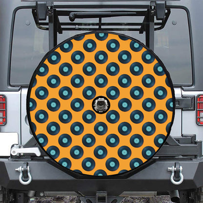 Blue Vinyl Record Pattern Print Tire Cover With Camera Hole