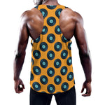 Blue Vinyl Record Pattern Print Training Tank Top