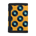 Blue Vinyl Record Pattern Print Trifold Wallet