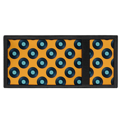 Blue Vinyl Record Pattern Print Trifold Wallet