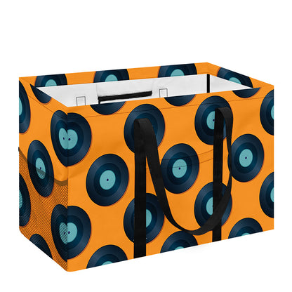 Blue Vinyl Record Pattern Print Utility Tote Bag