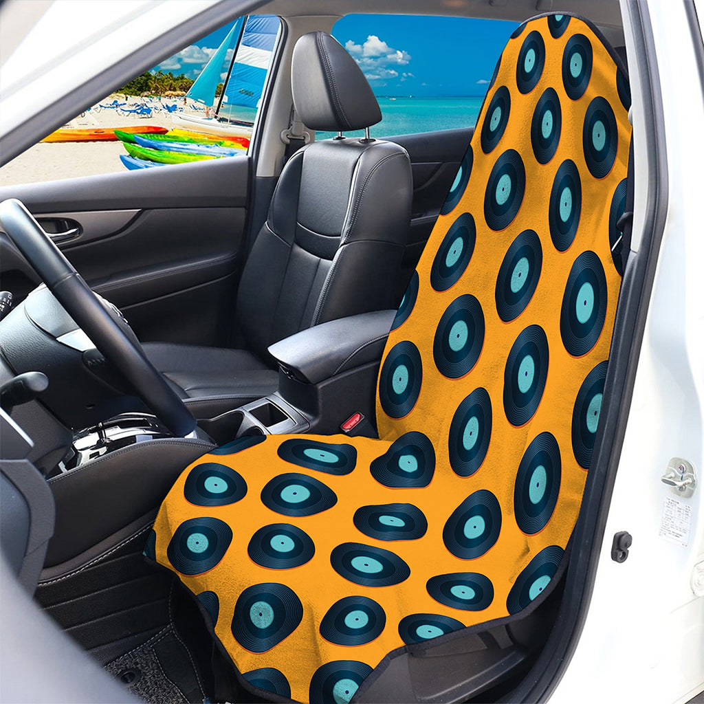 Blue Vinyl Record Pattern Print Waterproof Car Seat Cover