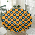 Blue Vinyl Record Pattern Print Waterproof Round Tablecloth